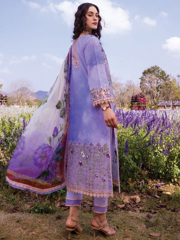 Mushq Hemline The Secerat Garden Unstitched Lawn 3Pc Suit HML24-5A Purple Emperor