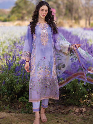 Mushq Hemline The Secerat Garden Unstitched Lawn 3Pc Suit HML24-5A Purple Emperor