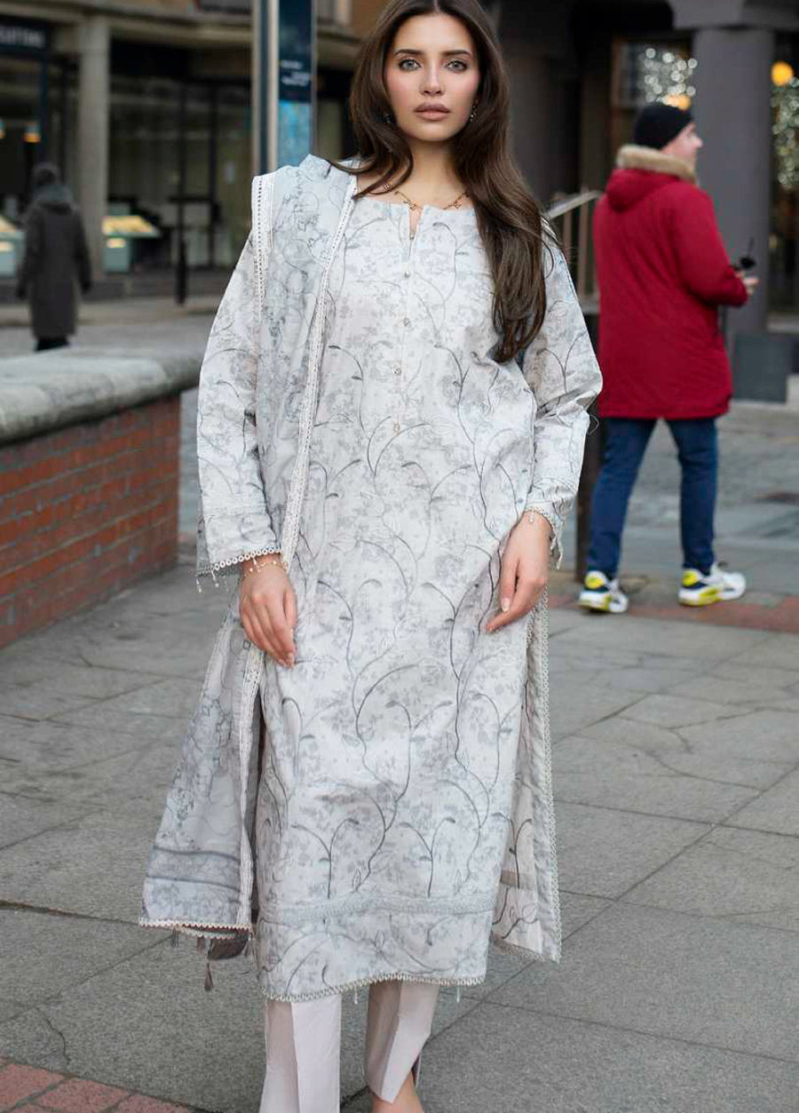 AL Zohaib Dhagakari Embroidered Lawn Unstitched 3Pc Suit D-05