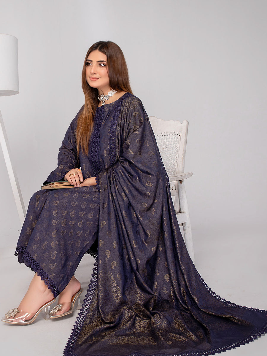 Waresha Shemrey Embroidered Broshia Unstitched 3Pc Suit D-63
