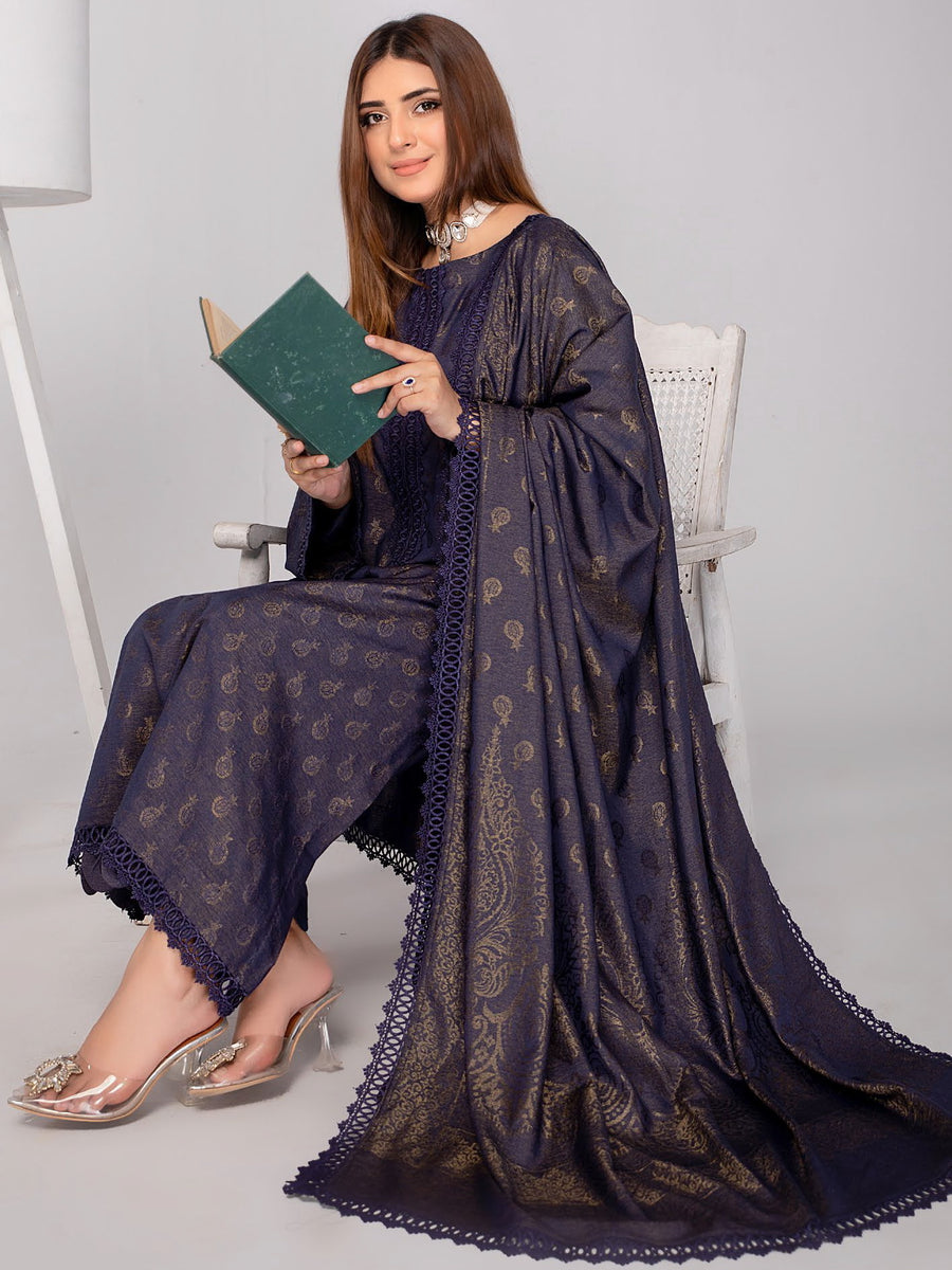 Waresha Shemrey Embroidered Broshia Unstitched 3Pc Suit D-63