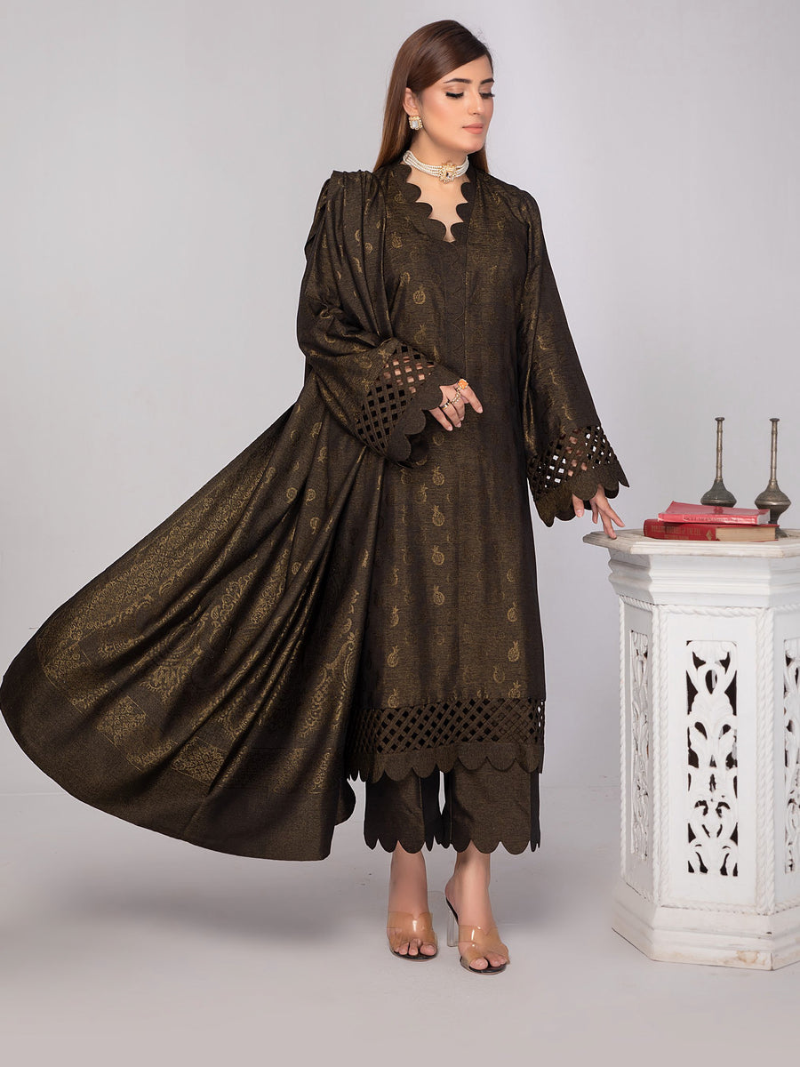 Waresha Shemrey Embroidered Broshia Unstitched 3Pc Suit D-64