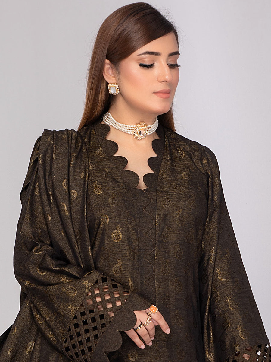 Waresha Shemrey Embroidered Broshia Unstitched 3Pc Suit D-64