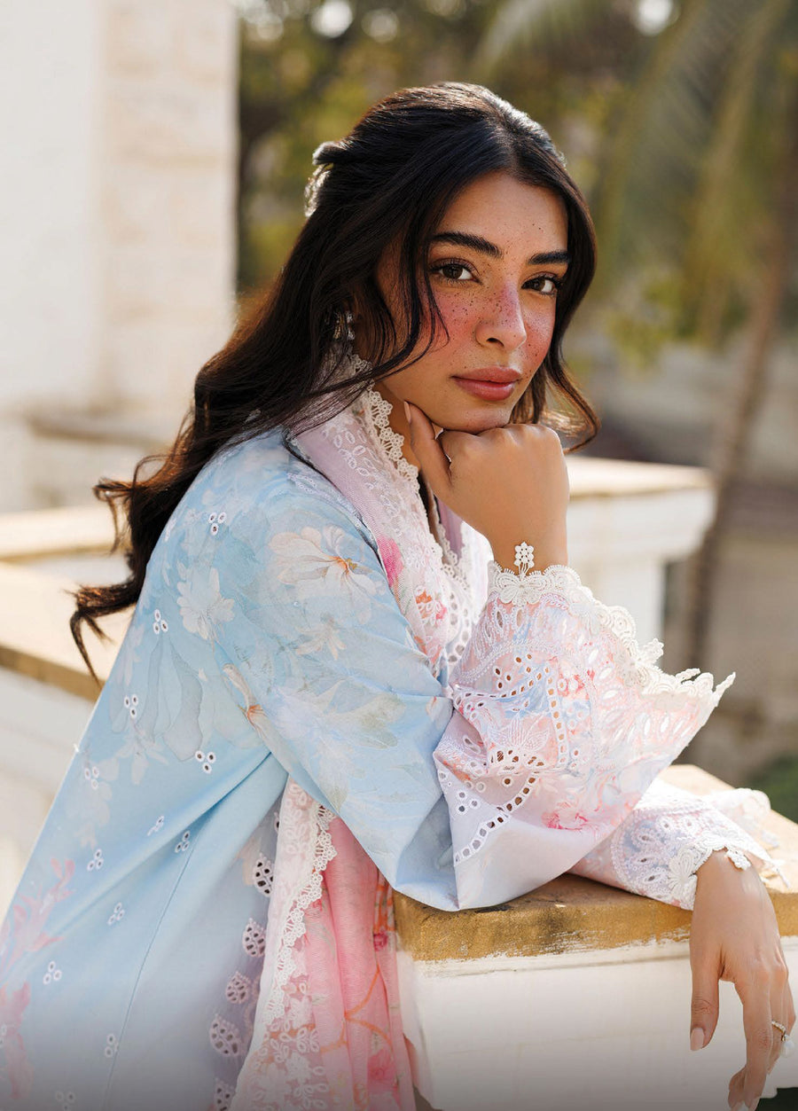Afrozeh Summer Together Embroidered Lawn Unstitched 3Pc Suit - LILOURA
