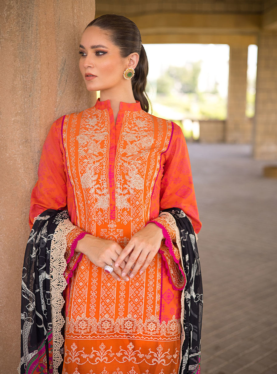 Zainab Chottani Luxury Lawn Unstitched Embroidered 3Pc Suit D-7B MEHR-E-NAZ