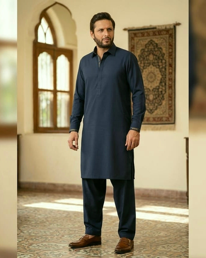 Enigma by Fabrieco Men's Unstitched Ultrafine Chambray Cotton Suit CC-07