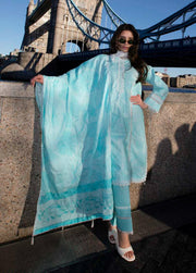 AL Zohaib Dhagakari Embroidered Lawn Unstitched 3Pc Suit D-08