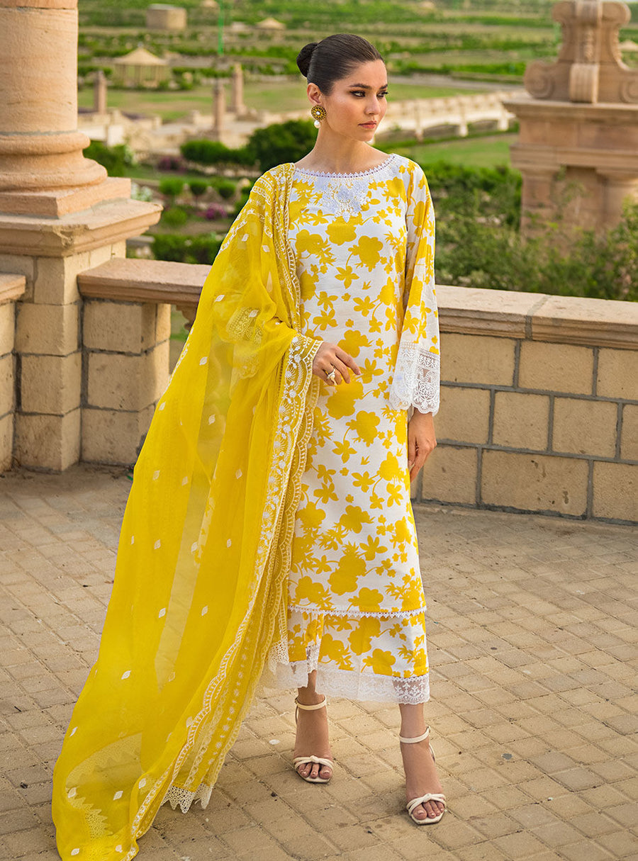 Zainab Chottani Luxury Lawn Unstitched Embroidered 3Pc Suit D-8B CHAMPA