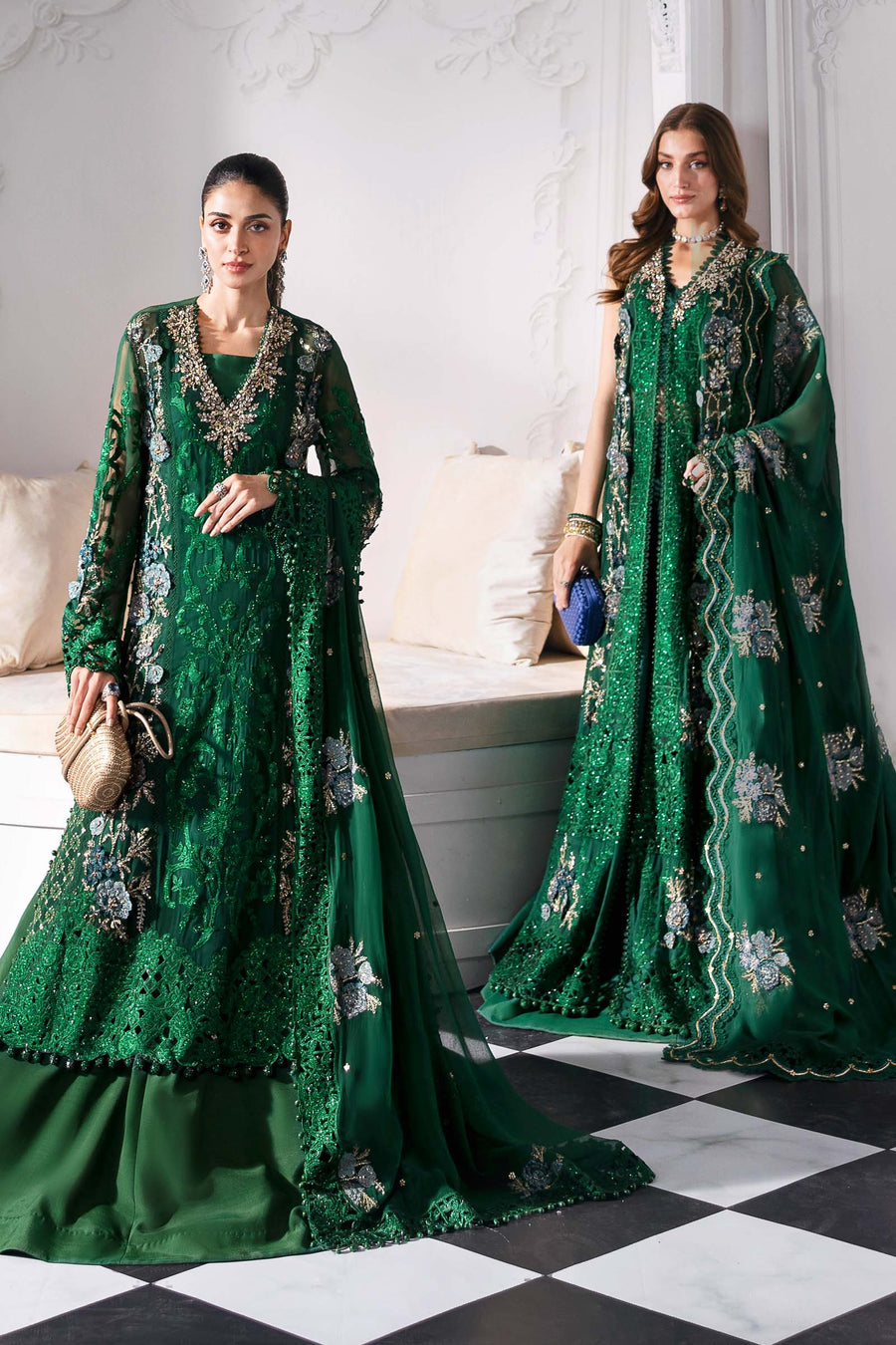 Maria.B Mbroidered 3 Piece Unstitched Embroidered Chiffon Suit BD-3008