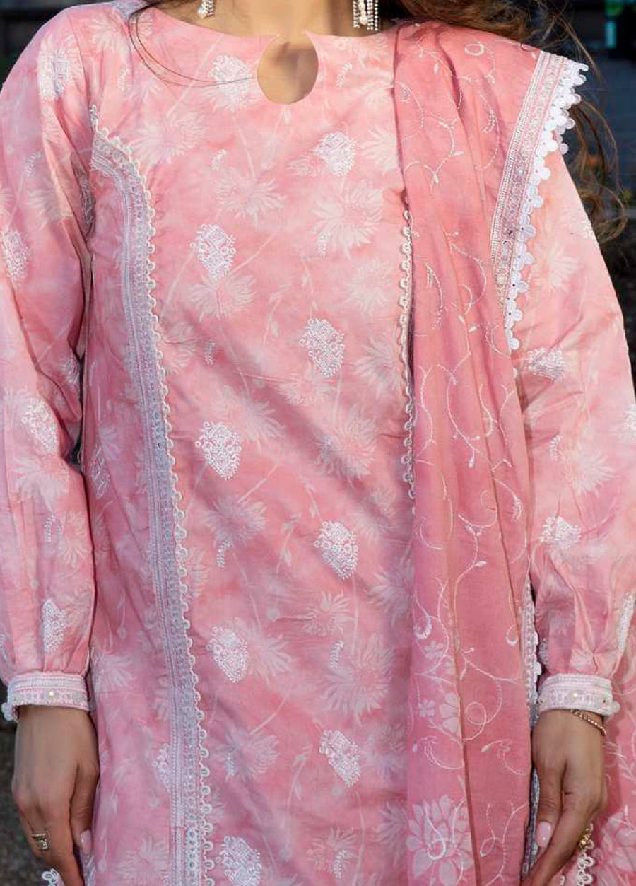 AL Zohaib Dhagakari Embroidered Lawn Unstitched 3Pc Suit D-09