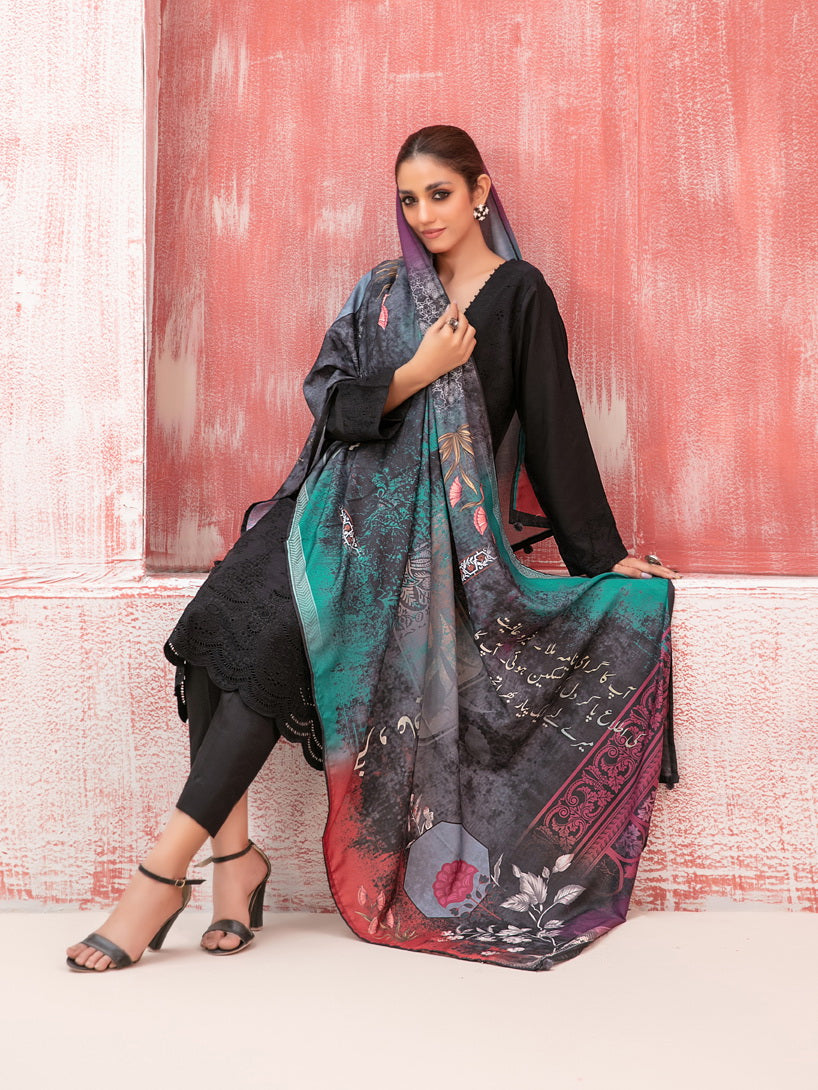 Tawakkal Fabrics Haneen Embroidered Schiffli Viscose 3Pc Suit D-9412