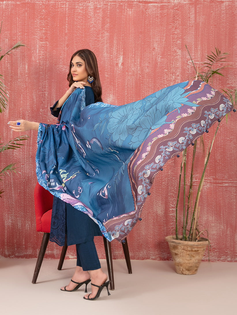 Tawakkal Fabrics Haneen Embroidered Schiffli Viscose 3Pc Suit D-9417