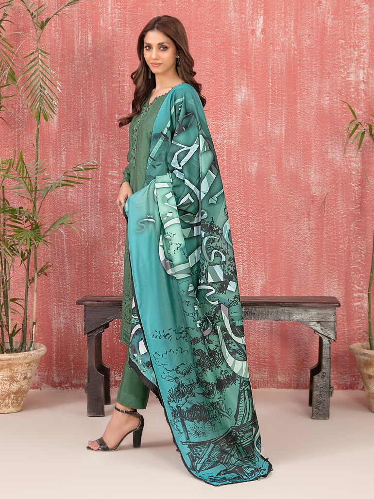 Tawakkal Fabrics Haneen Embroidered Schiffli Viscose 3Pc Suit D-9419