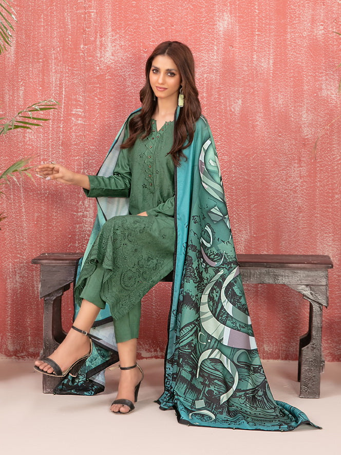 Tawakkal Fabrics Haneen Embroidered Schiffli Viscose 3Pc Suit D-9419