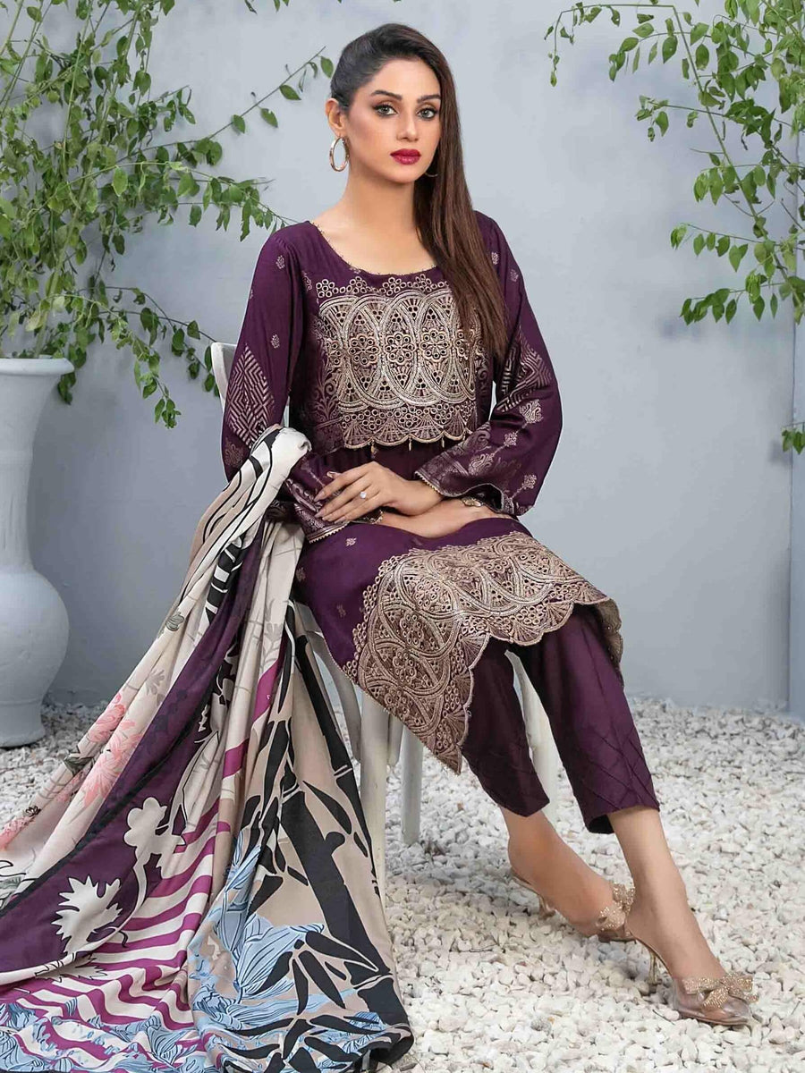Tawakkal Fabrics Raella Unstitched Embroidered Staple 3Pc Suit D-9625