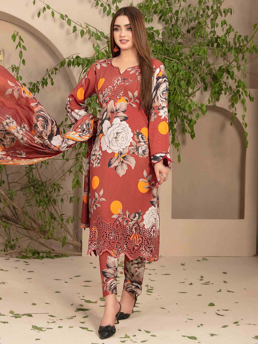 Tawakkal Fabrics Elea Unstitched Embroidered Schiffli 3Pc Suit D-9719