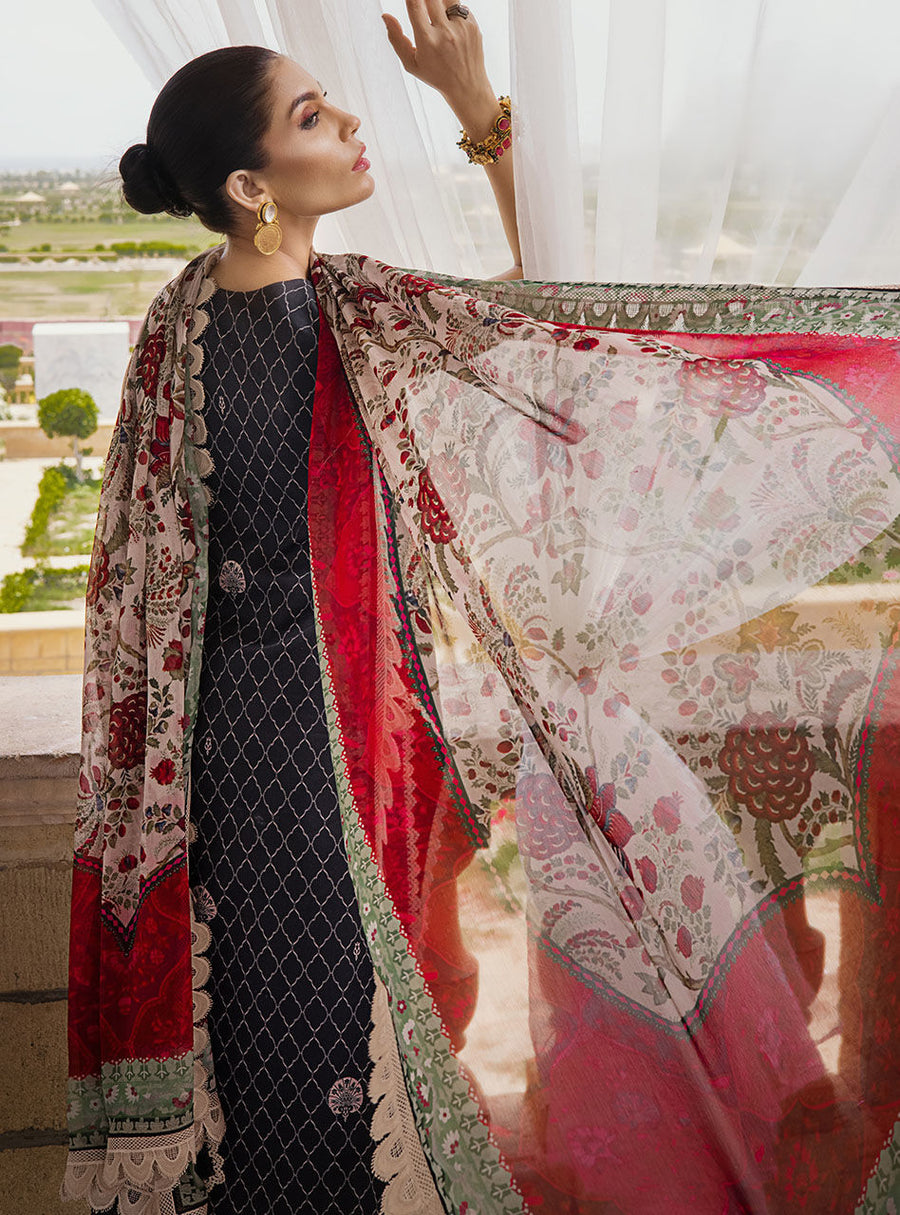 Zainab Chottani Luxury Lawn Unstitched Embroidered 3Pc Suit D-9A SADABAHAR