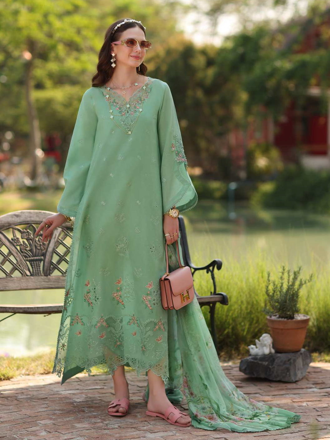 Noor by Saadia Asad Eid Luxe Printkhaas Unstitched 3Pc Suit D-09 EVANI