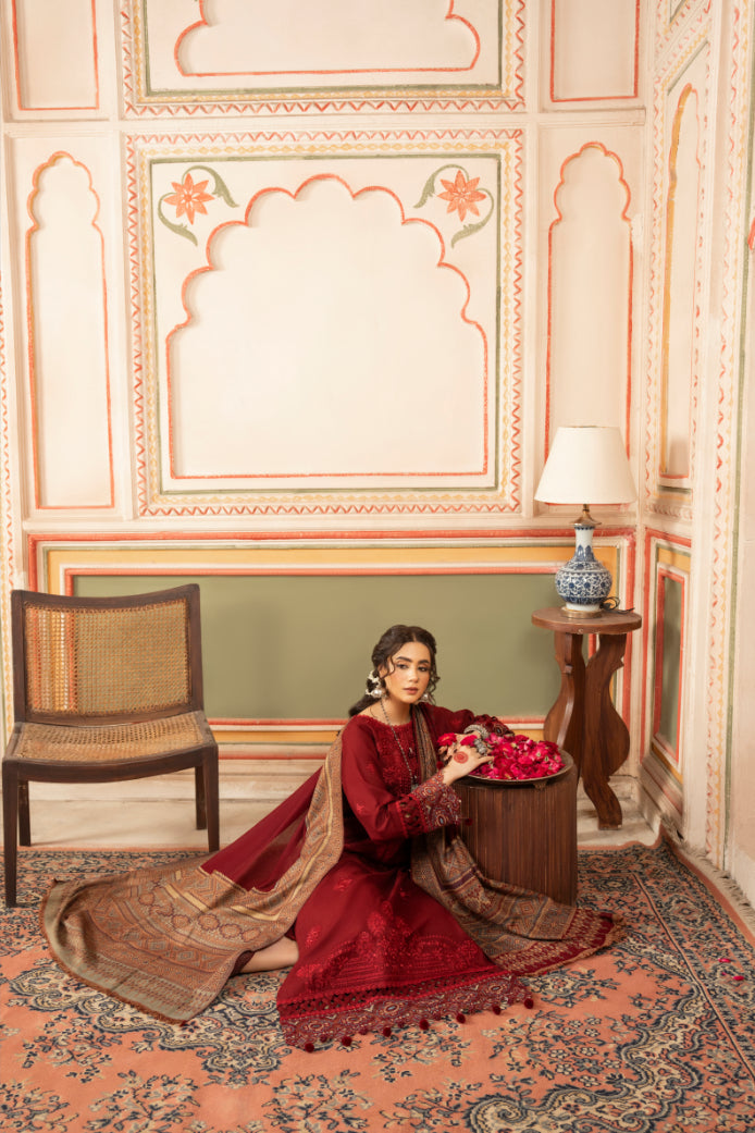 CELTS Premium Embroidered Dhanak Unstitched 3Pc Suit D-01