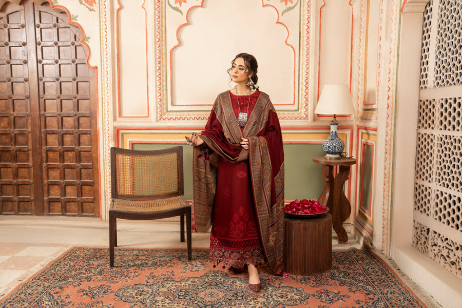 CELTS Premium Embroidered Dhanak Unstitched 3Pc Suit D-01