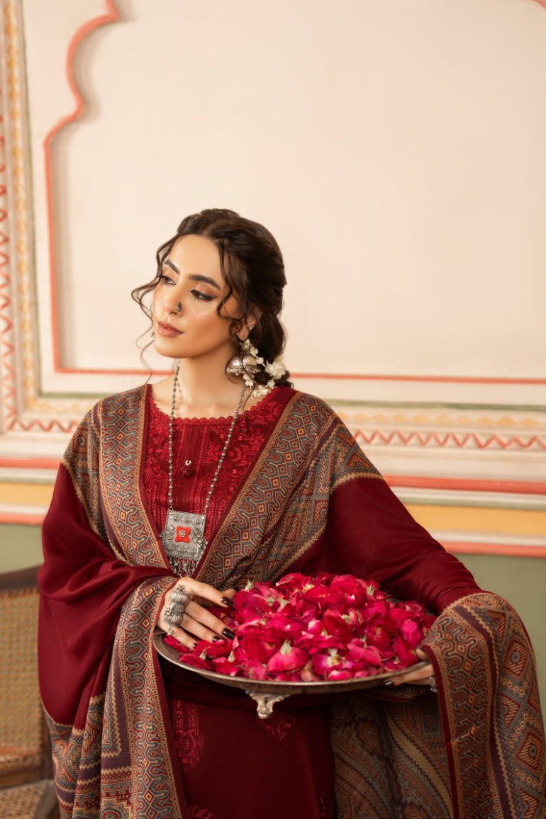 CELTS Premium Embroidered Dhanak Unstitched 3Pc Suit D-01