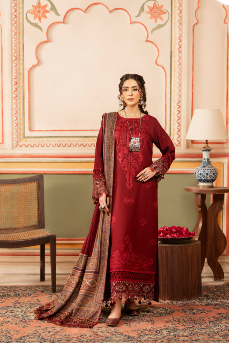 CELTS Premium Embroidered Dhanak Unstitched 3Pc Suit D-01