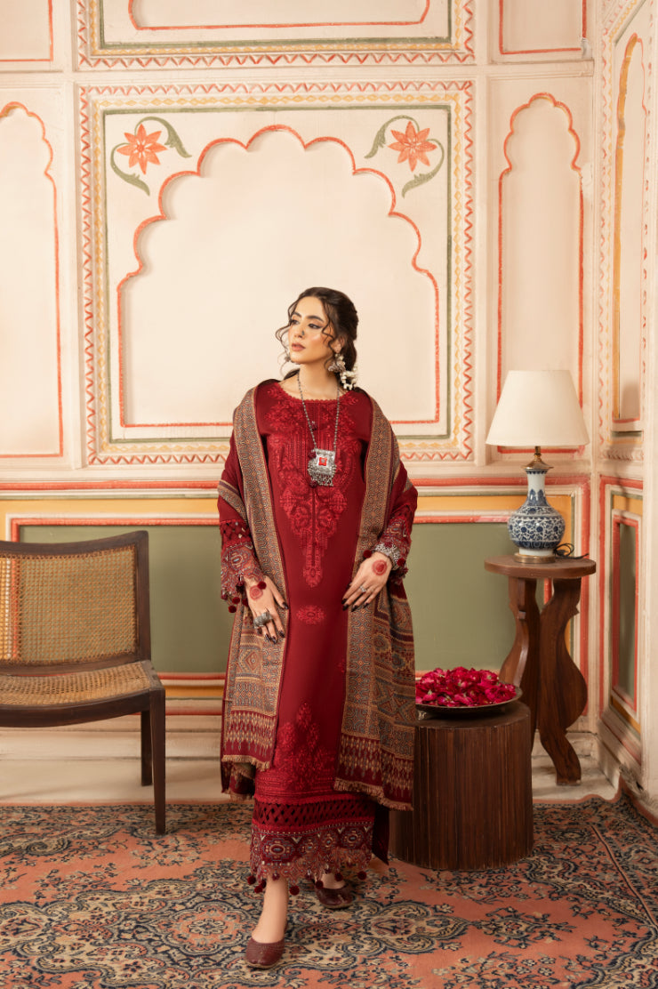 CELTS Premium Embroidered Dhanak Unstitched 3Pc Suit D-01