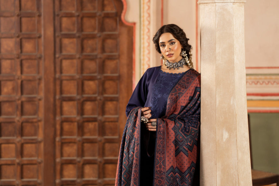 CELTS Premium Embroidered Dhanak Unstitched 3Pc Suit D-02