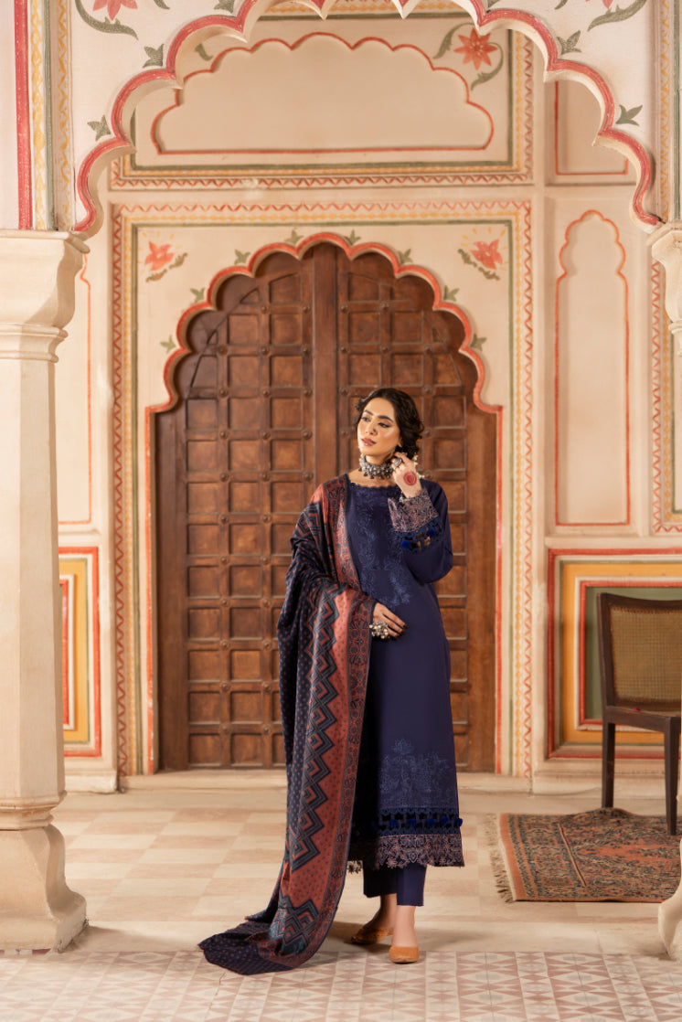 CELTS Premium Embroidered Dhanak Unstitched 3Pc Suit D-02
