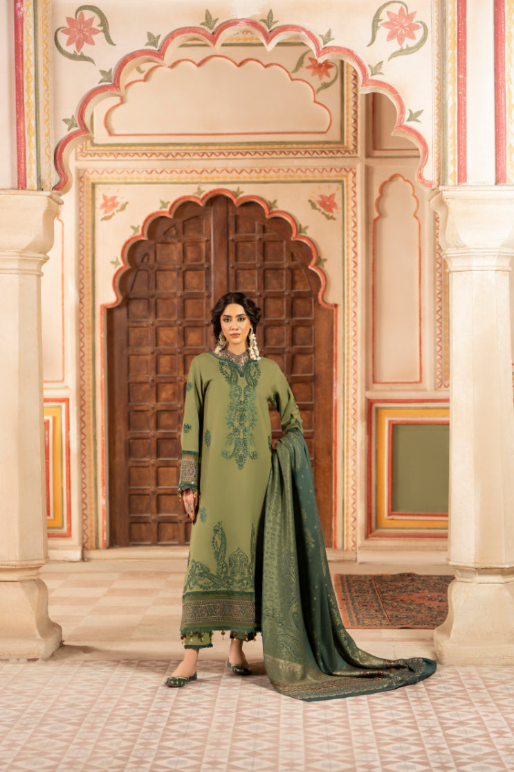 CELTS Premium Embroidered Dhanak Unstitched 3Pc Suit D-03