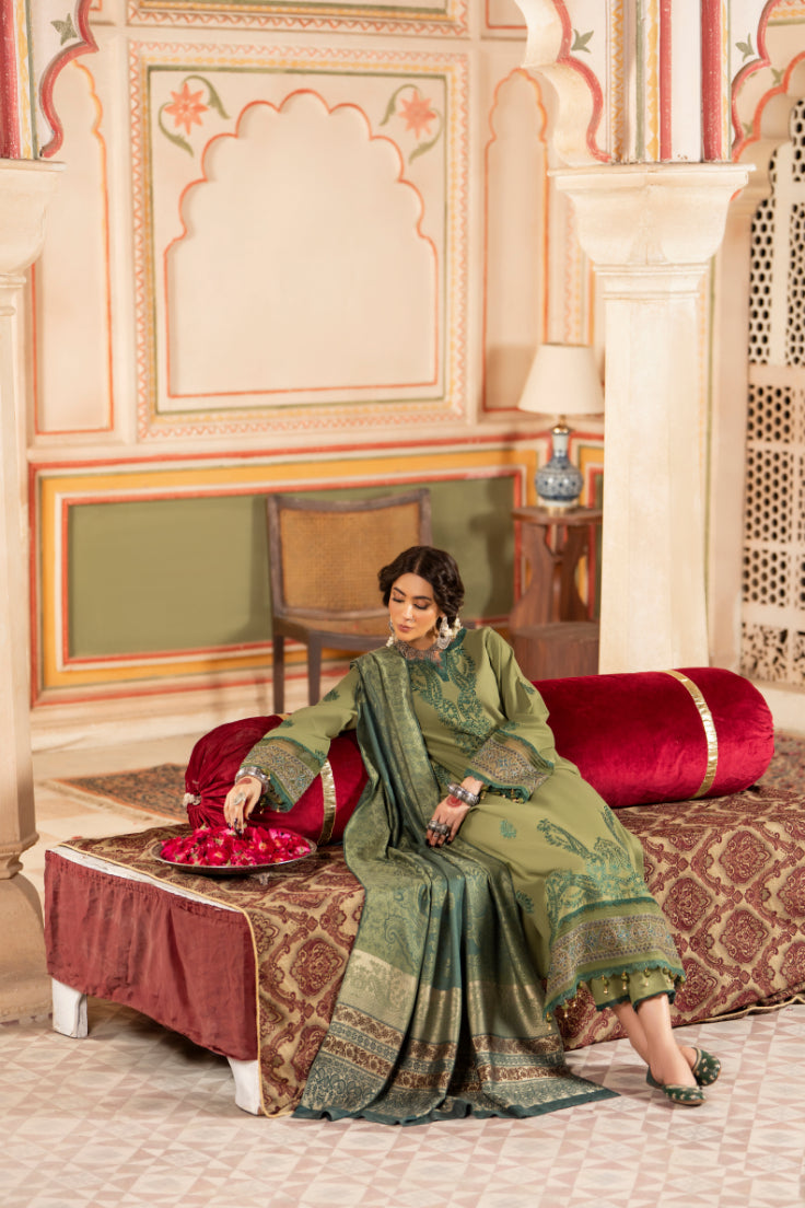CELTS Premium Embroidered Dhanak Unstitched 3Pc Suit D-03