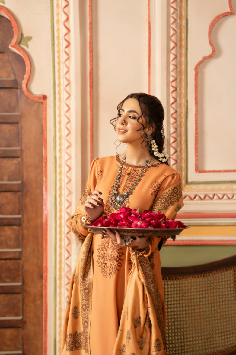 CELTS Premium Embroidered Dhanak Unstitched 3Pc Suit D-04