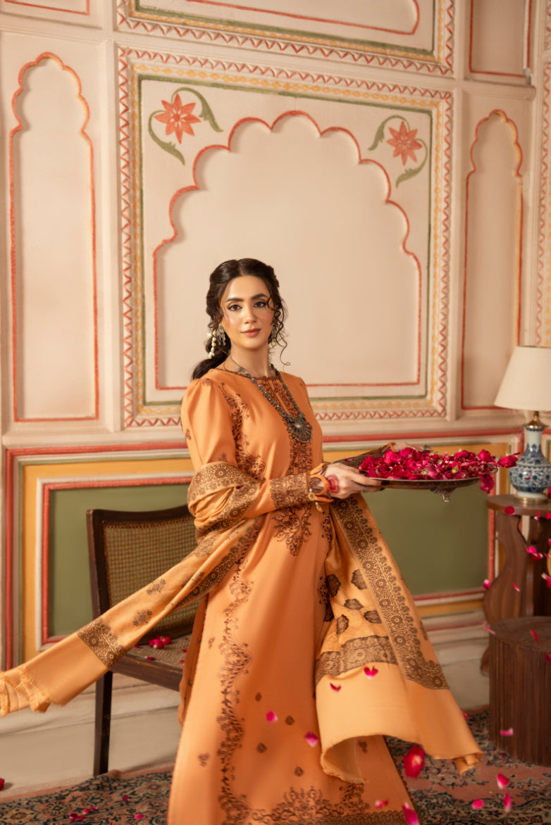 CELTS Premium Embroidered Dhanak Unstitched 3Pc Suit D-04