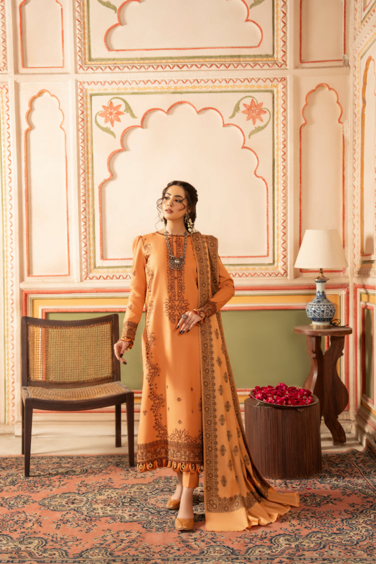 CELTS Premium Embroidered Dhanak Unstitched 3Pc Suit D-04