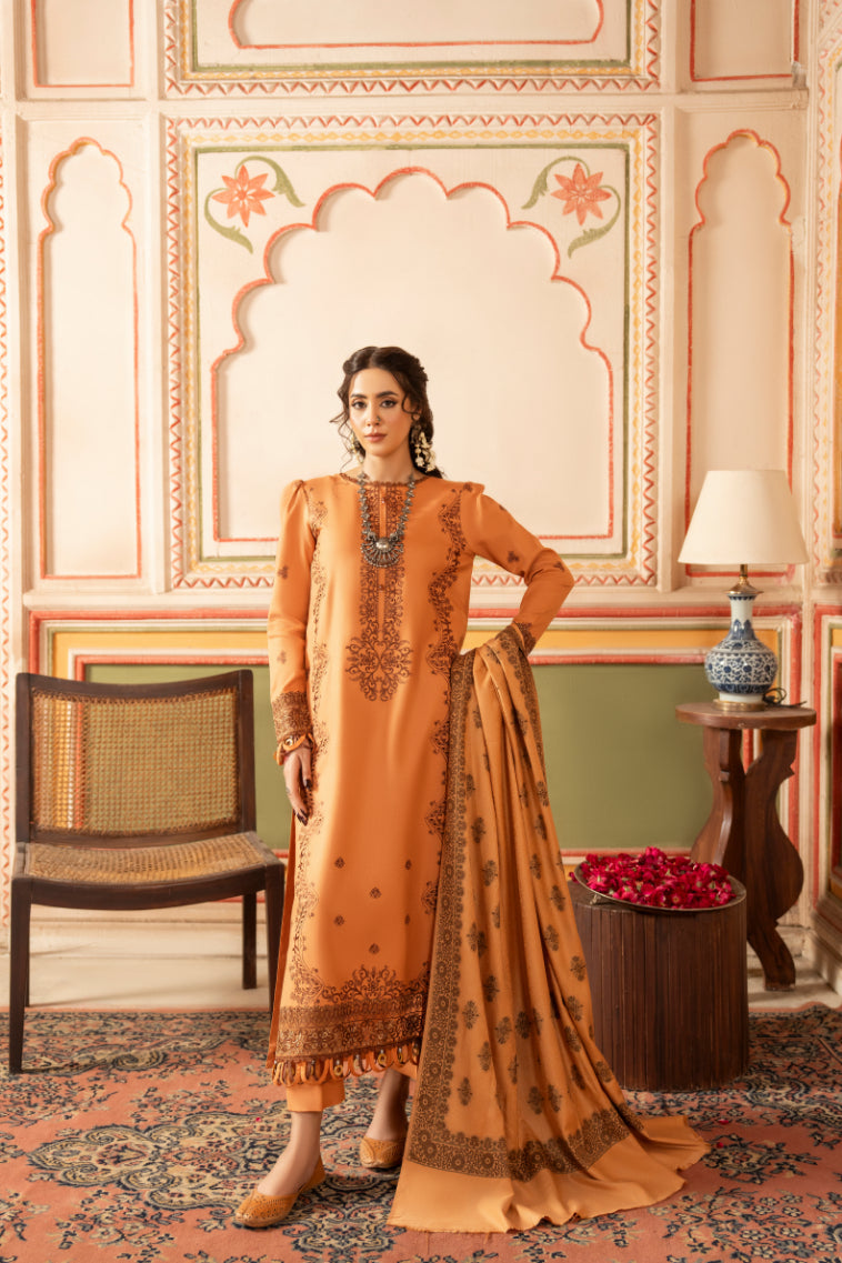 CELTS Premium Embroidered Dhanak Unstitched 3Pc Suit D-04