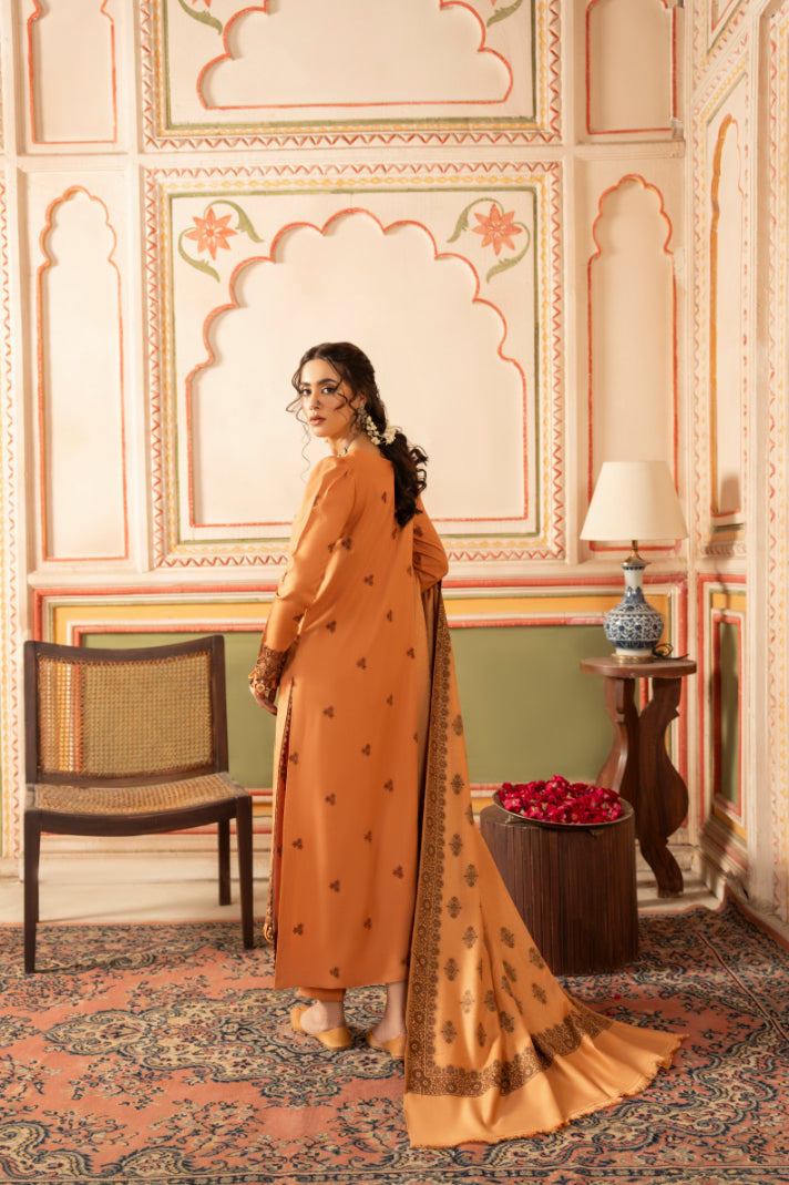 CELTS Premium Embroidered Dhanak Unstitched 3Pc Suit D-04