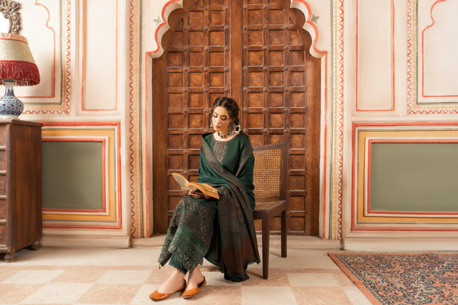 CELTS Premium Embroidered Dhanak Unstitched 3Pc Suit D-05
