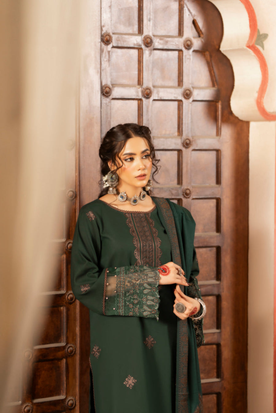 CELTS Premium Embroidered Dhanak Unstitched 3Pc Suit D-05