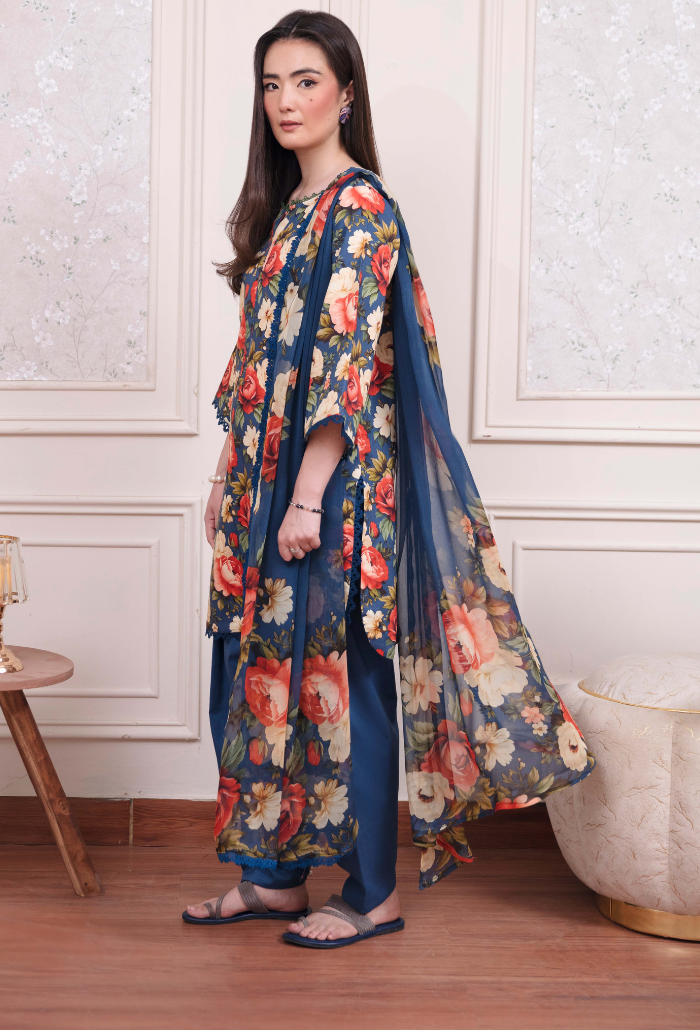 Humdum Coco Digital Printed Viscose Unstitched 3Pc Suit D-08