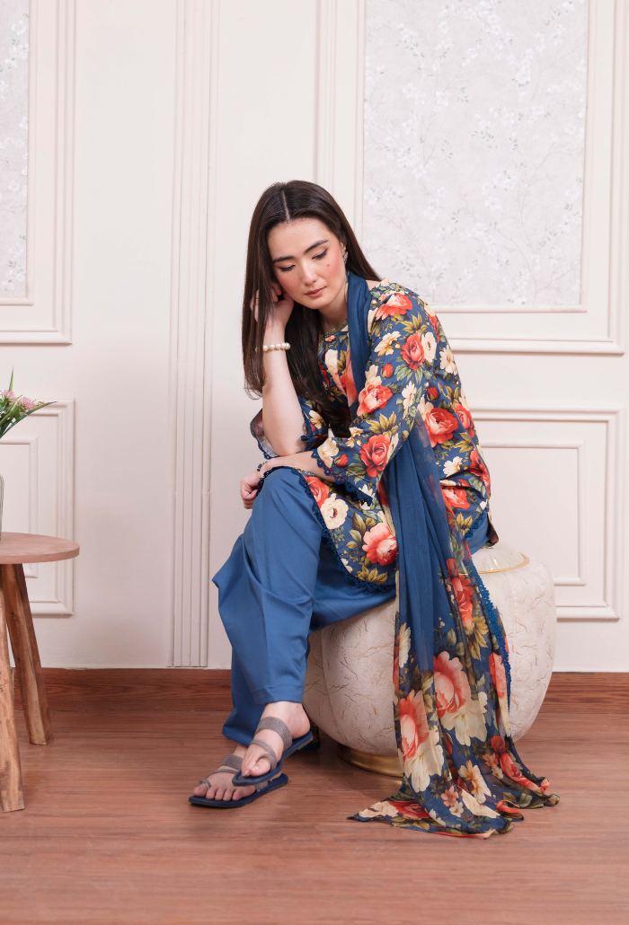 Humdum Coco Digital Printed Viscose Unstitched 3Pc Suit D-08
