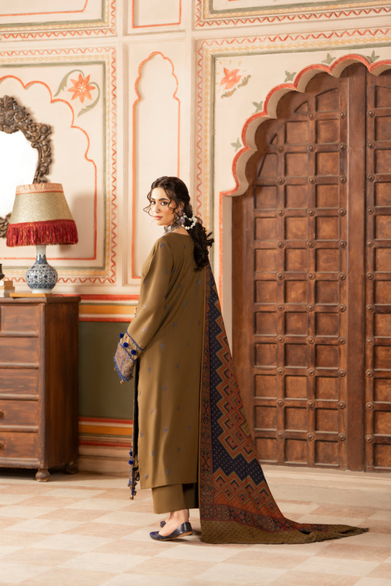 CELTS Premium Embroidered Dhanak Unstitched 3Pc Suit D-08