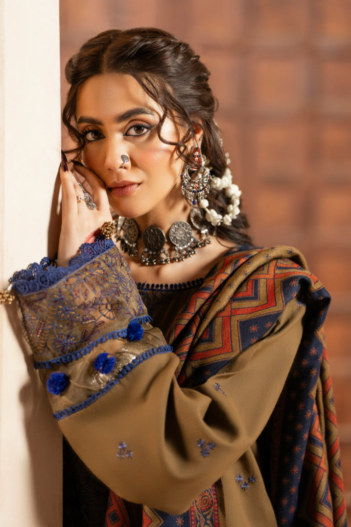 CELTS Premium Embroidered Dhanak Unstitched 3Pc Suit D-08