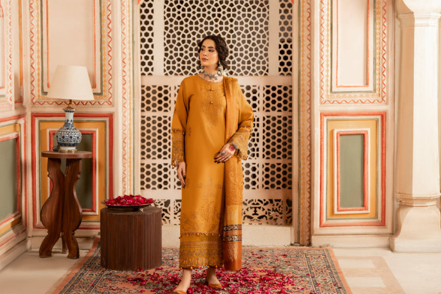CELTS Premium Embroidered Dhanak Unstitched 3Pc Suit D-09