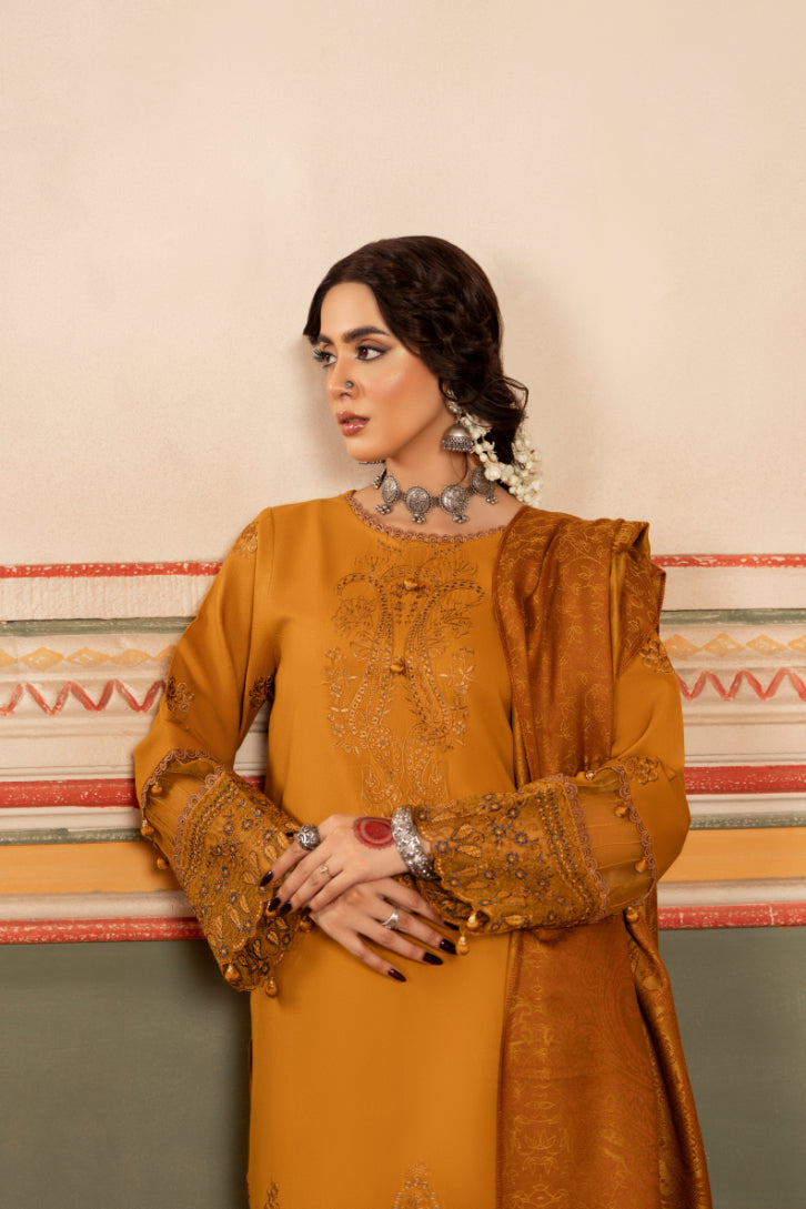 CELTS Premium Embroidered Dhanak Unstitched 3Pc Suit D-09