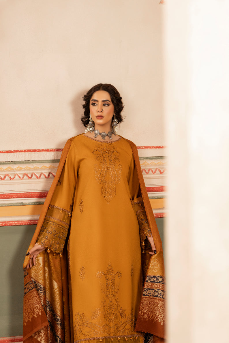 CELTS Premium Embroidered Dhanak Unstitched 3Pc Suit D-09