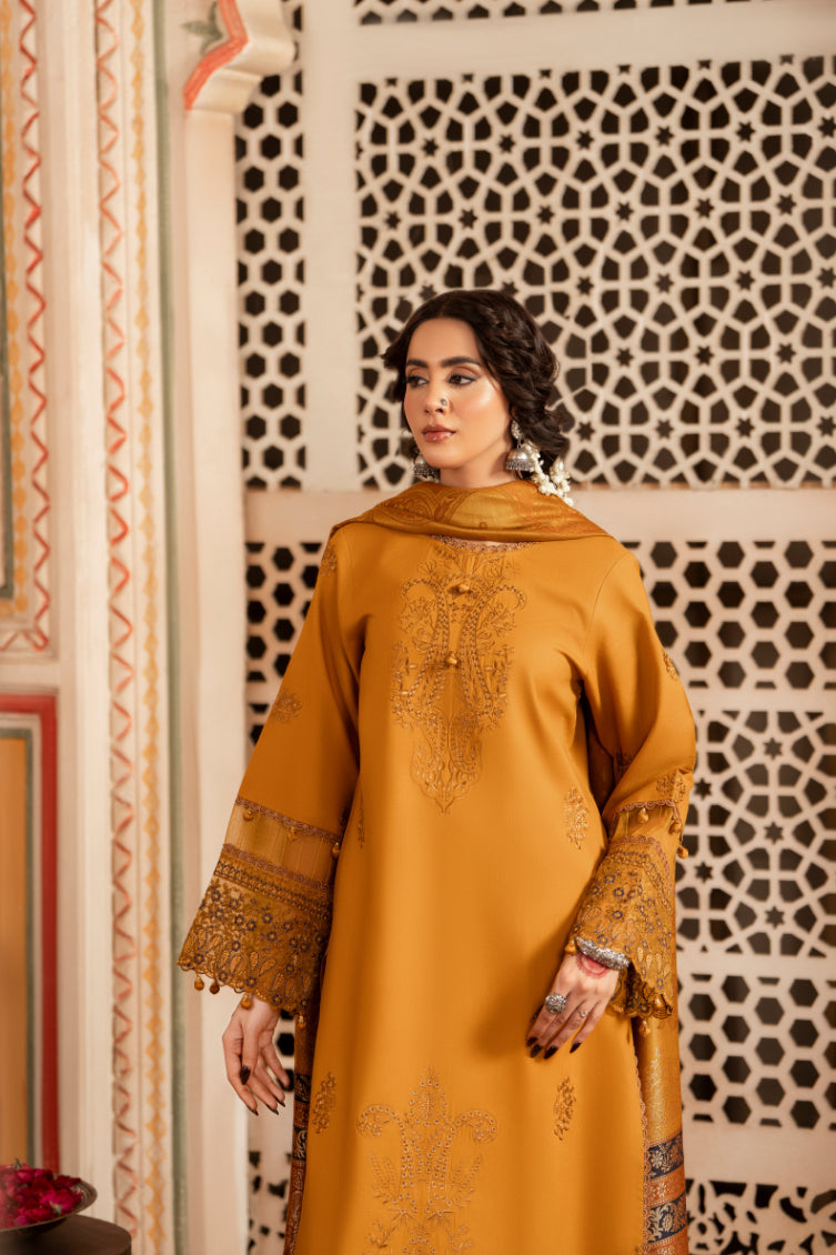CELTS Premium Embroidered Dhanak Unstitched 3Pc Suit D-09