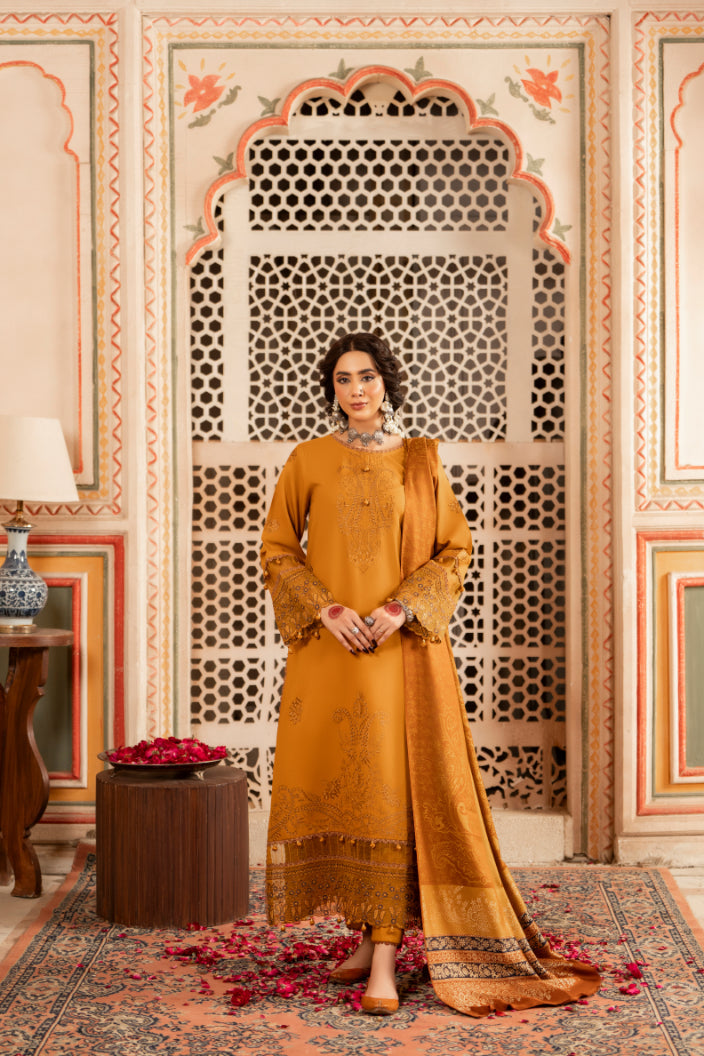 CELTS Premium Embroidered Dhanak Unstitched 3Pc Suit D-09