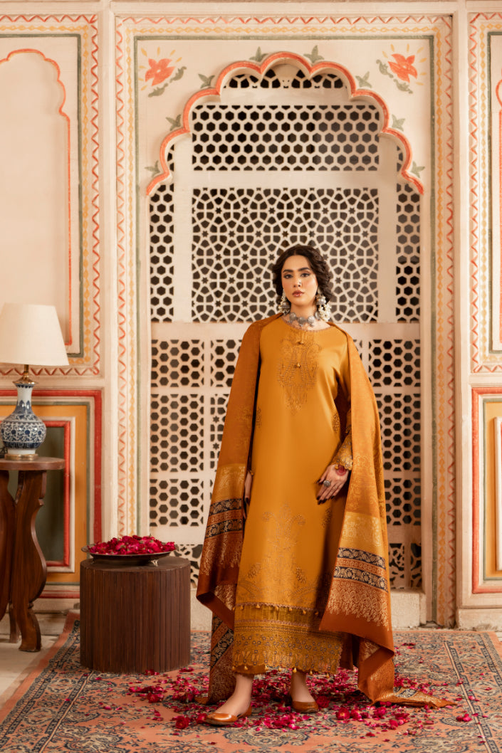 CELTS Premium Embroidered Dhanak Unstitched 3Pc Suit D-09