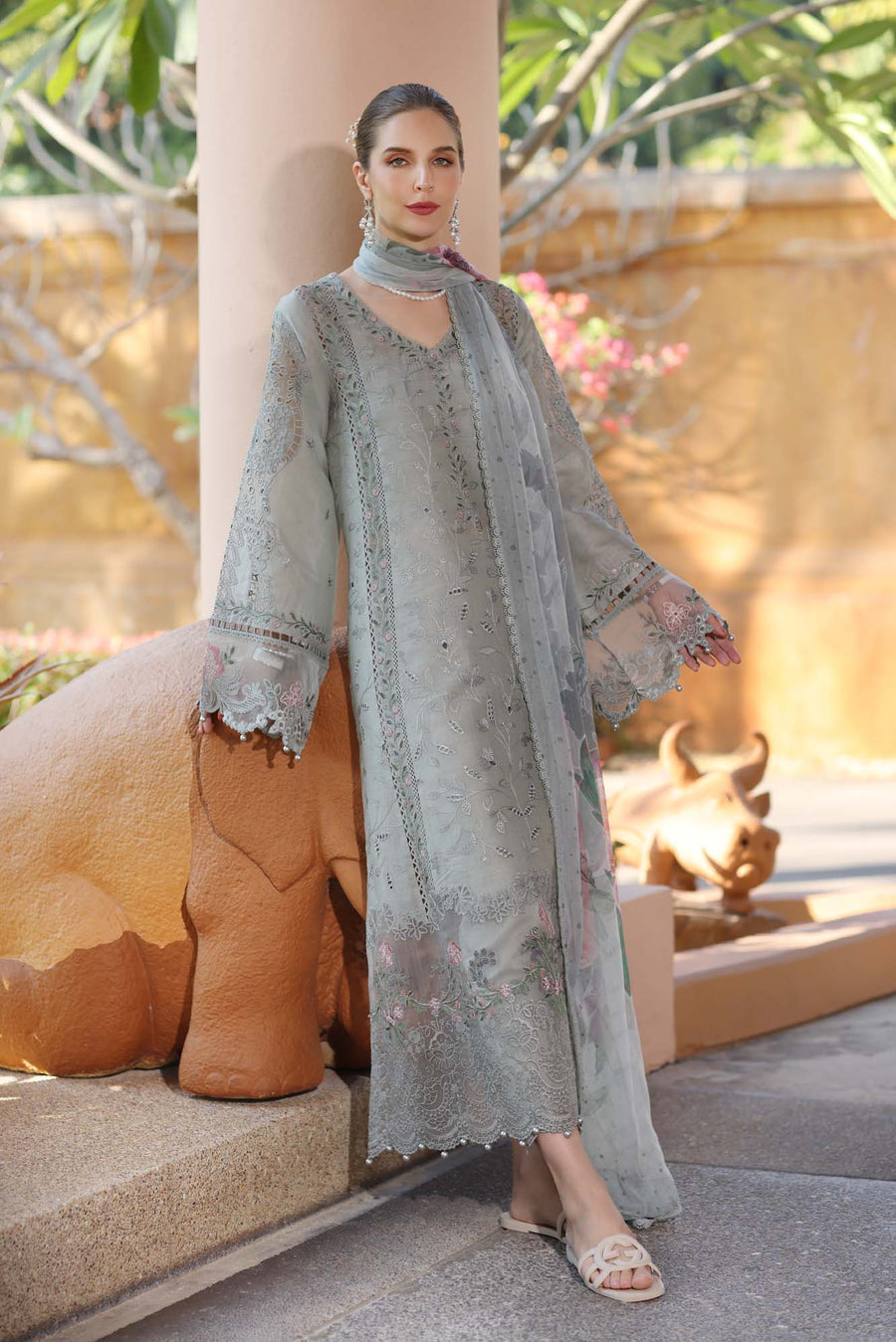 Noor by Saadia Asad Eid Luxury Handwork Laserkari Unstitched 3Pc Suit D-01A