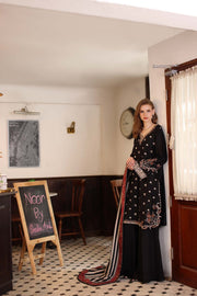 Noor by Saadia Asad Embroidered Linen Unstitched 3Pc Suit D-01A